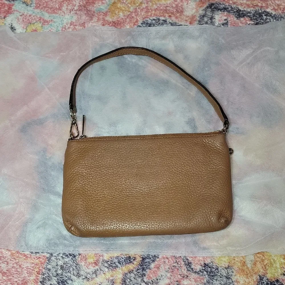 Michael Kors Large Jet Set Acorn Pebbled Leather Wallet Wristlet w Gold Hardware